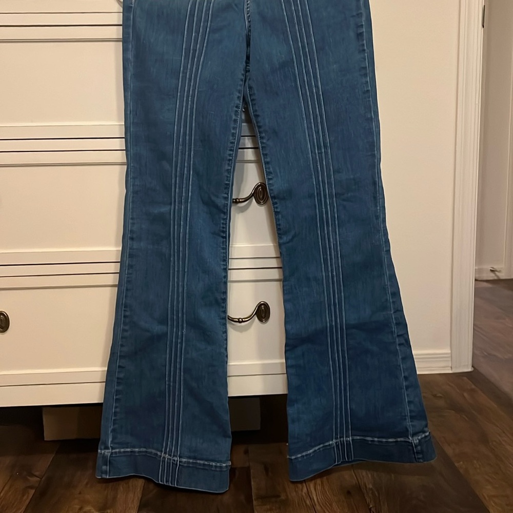 Sneak peek denim flare jeans with ribbed detailing on front size 25